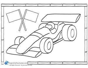 Race car coloring page - Projects for Preschoolers