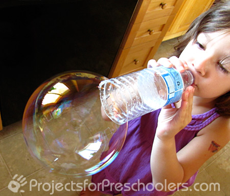 water bottle bubble blowing