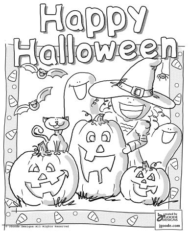 Free Coloring Pages  Kids on Happy Halloween Coloring Page By Jen Goode