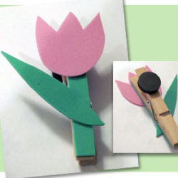 Cute tulip clothespin magnet