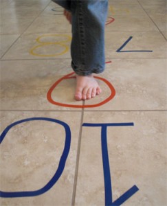 play hopscotch indoors