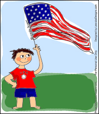 July 4th coloring page - boy