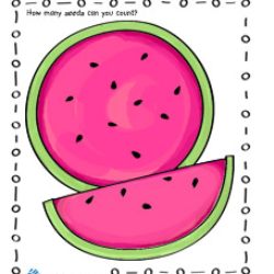 Watermelon Coloring page and counting activity