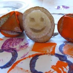 Create art with potato stamps