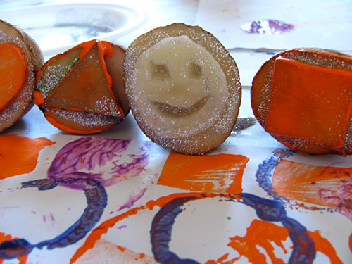 Painting with Potato Stamps, Easy Art for Little Hands