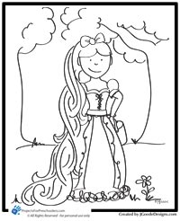 Rapunzel coloring page by Jen Goode