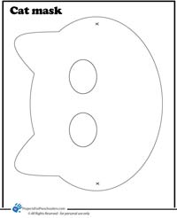 Kitty Cat Face Coloring Page or Mask - Clip Art, Coloring Pages