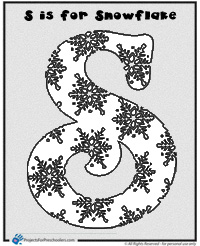 S is for snowflake coloring page