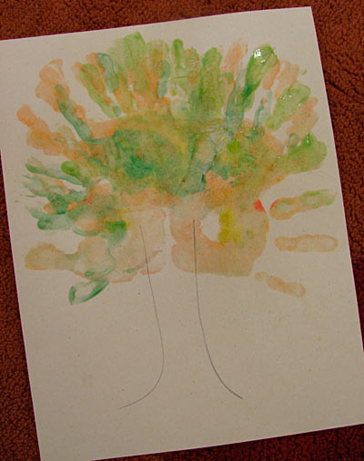 Hand print tree for Autumn