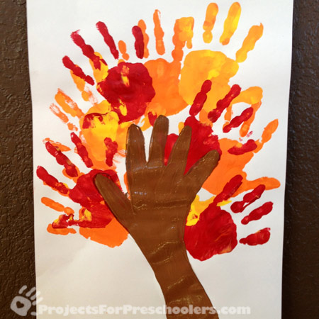 Painted handprint tree Painted handprint tree
