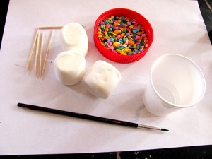 Marshmallow snowmen supplies