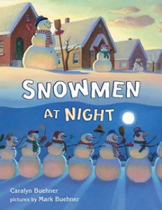 Snowmen at night