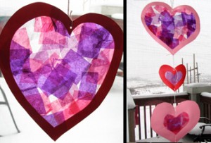 Making stained glass tissue hearts