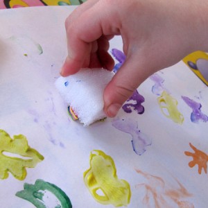 Stamping with paint and foam stamps