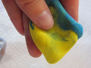 make green clay from yellow and blue