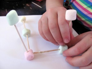 building with marshmallows