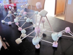 Building with marshmallows and toothpicks