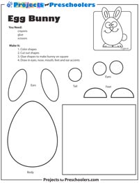 project printout for egg bunny craft