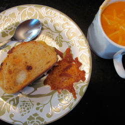 Homemade tomato soup and grilled cheese sandwiches