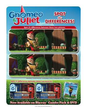 Gnomeo and Juliet differences printable