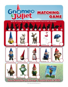 Gnomeo and Juliet matching game