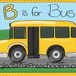 B is for bus coloring page and worksheet