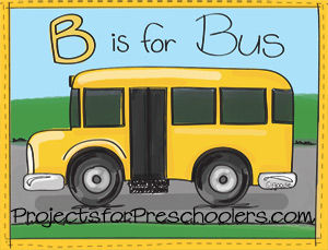 B is for Bus coloring page