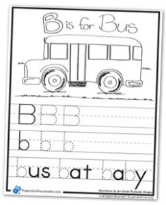 B is for Bus coloring page worksheet