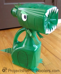 recycled juice bottle dinosaur T-rex
