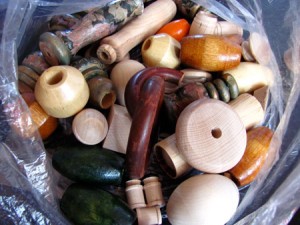 wood beads and craft pieces