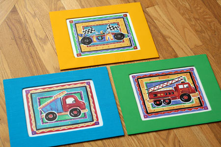 DIY matting kids art with fabric