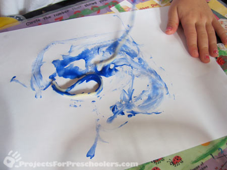Paint with spaghetti noodle on paper Paint with spaghetti noodle on paper