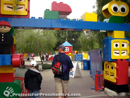 LEGOLAND California walking under giant Duplo blocks