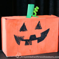Recycled box Jack-o-Lantern Halloween craft