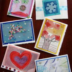 Make greeting cards with kids art