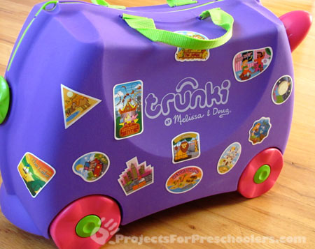 We love the travel stickers on our Trunki