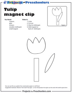 Tulip clothespin magnet pattern