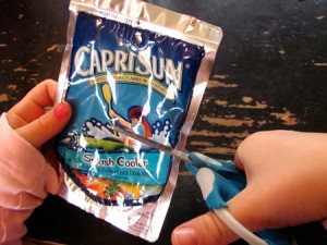 Cutting Capris Sun juice pouches for crafting