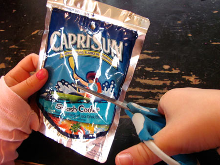 Cutting Capris Sun juice pouches for crafting