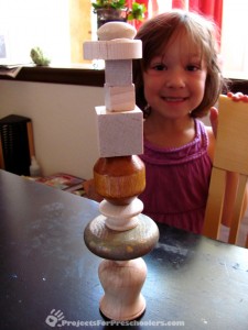 Building towers with big wood beads