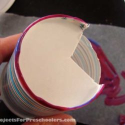 Paper cup stamping the letter C