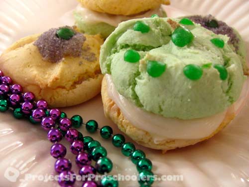 Mardi Gras cake mix cookies