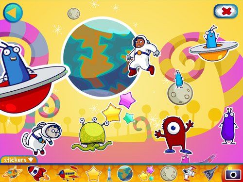 Alien Buddies ipad preschool sticker scene game Alien Buddies ipad preschool sticker scene game