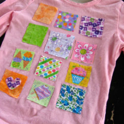 Fabric scrap collage art shirt