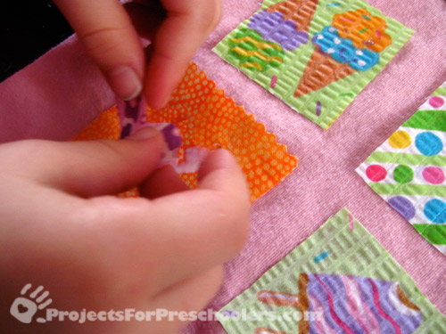 apply fabric scrap to glue and let dry apply fabric scrap to glue and let dry