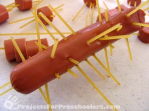 Cool noodle hot dog sculptures