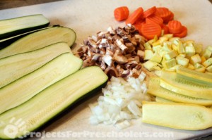 Vegetables to make zucchini boats