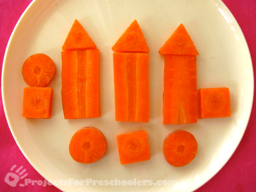 carrot shapes to make buildings