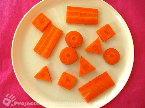 Cut a carrot into different shapes