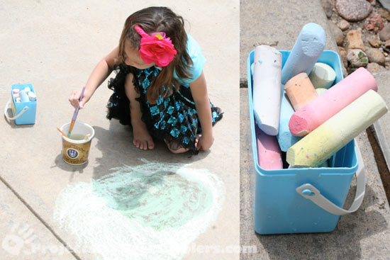 Painting with sidewalk chalk Painting with sidewalk chalk